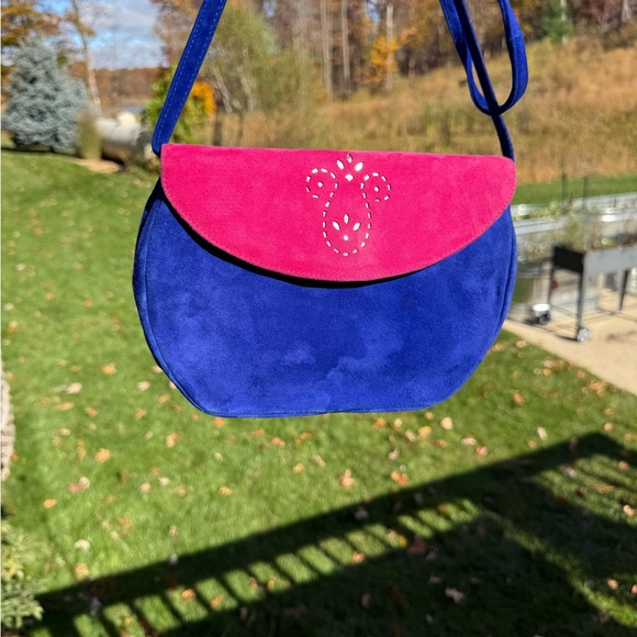 Bally Vintage Suede Colorblock
Shoulder Bag - Blue & Pink, Made in Switzerland - Picture 3 of 12
